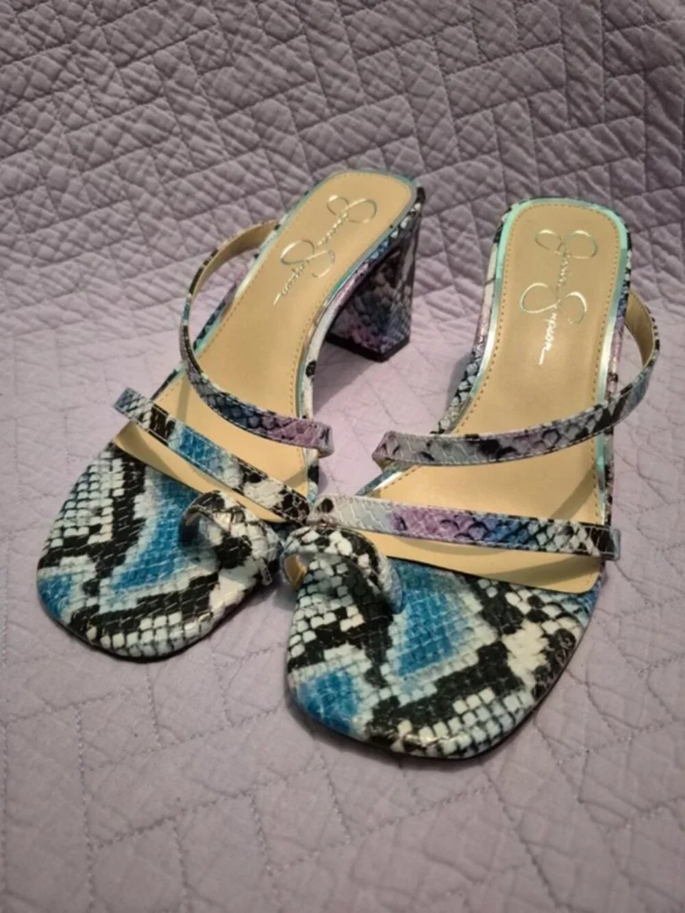 Jessica Simpson Colorful Faux Snake Skin Heels Size 7.5